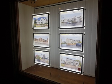 LED Illuminated Light Pocket Window Displays for Estate Agents, West Lothian, Scotland, Mid-Calder